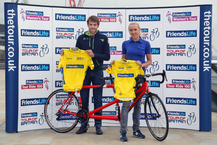 Professional cyclists Alex Dowsett and Jessie Walker announce Friends Life's sponsorship of the Tour of Britain